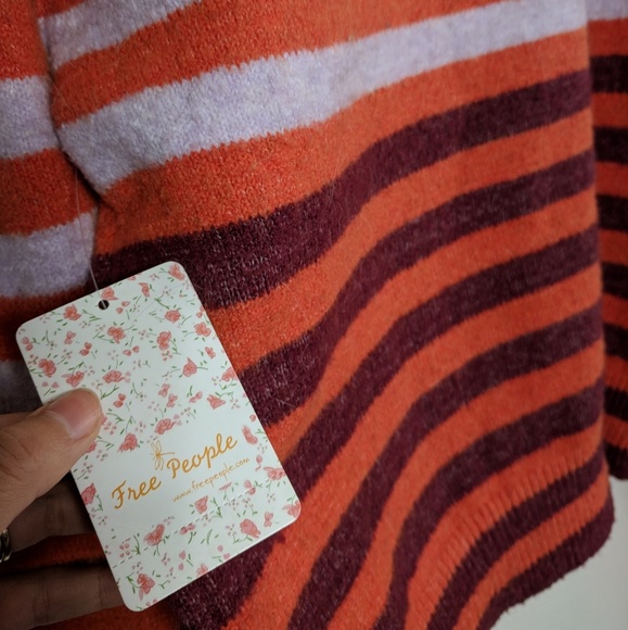 NWT Free People Complete Me Stripe Pullover Orange - Picture 6 of 6
